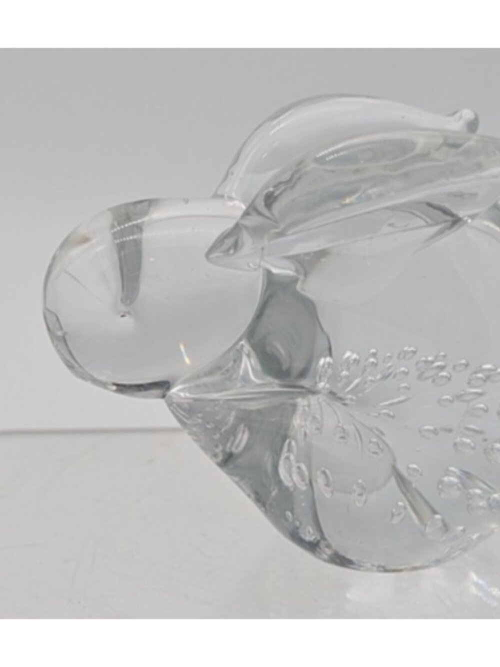 Vintage Art Glass Rabbit Bunny Paperweight Figure Clear controlled bubbles